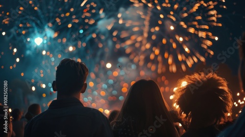 Silhouettes of People Watching Fireworks