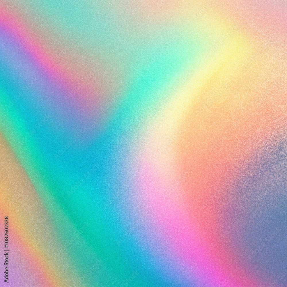 Abstract pastel holographic blurred grainy gradient background texture. Colorful digital grain soft noise effect pattern. Lo-fi multicolor vintage retro design.