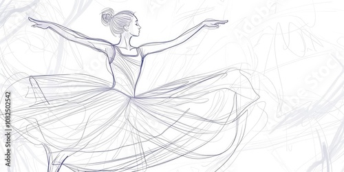 A sketch of a beautiful ballerina dancing, isolated on a white background