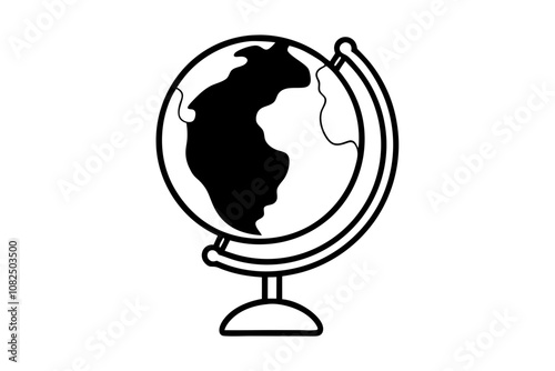 World Globe on a Stand Silhouette Icon on White Background