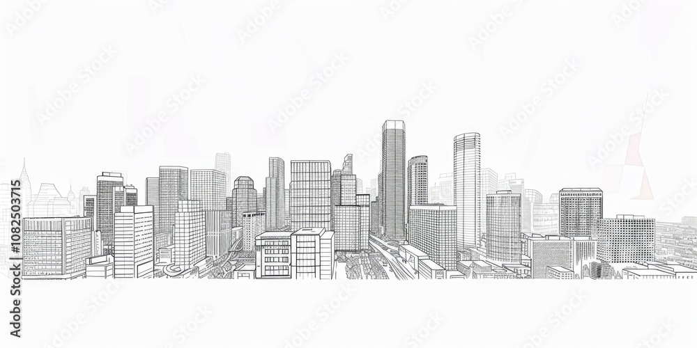 Naklejka premium Line art of an enchanted forest with mythical creatures, isolated on a white background