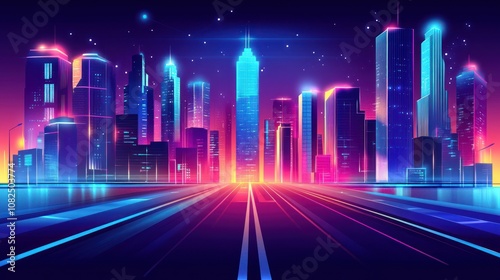 Neon Cityscape at Night