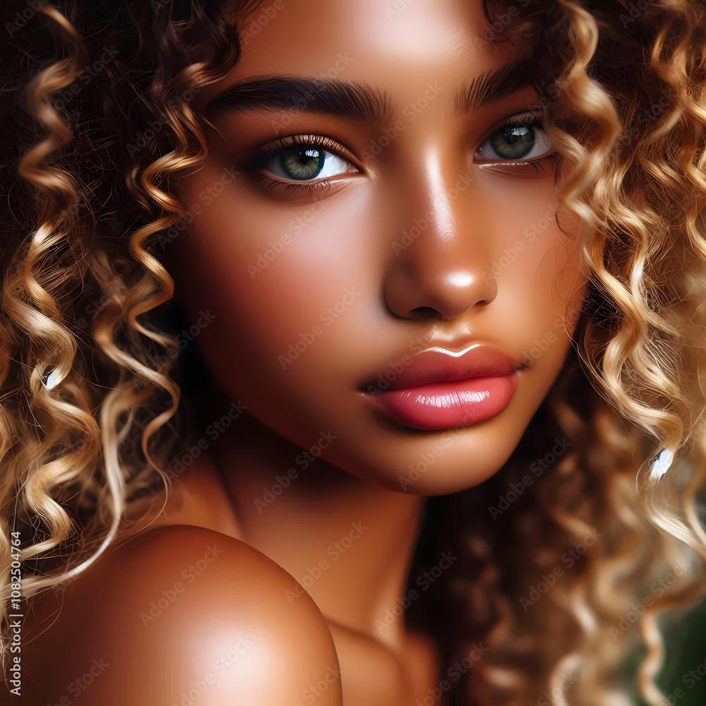 Portrait of a woman with curly hair Portrait of a woman with curly hair
