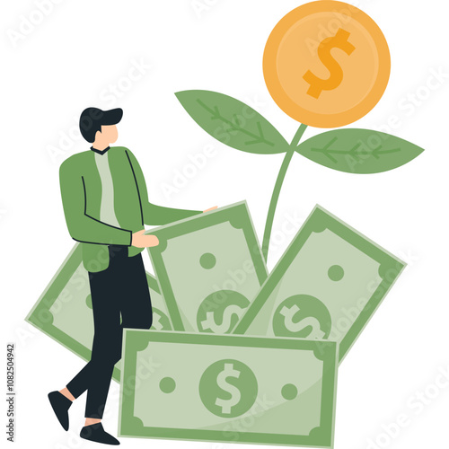 business saving money growth finance people and plant money