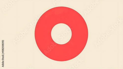 A simplistic red donut shape on a light background, emphasizing minimalistic design.