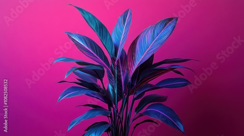 A vibrant plant against a pink background, showcasing striking colors and textures.