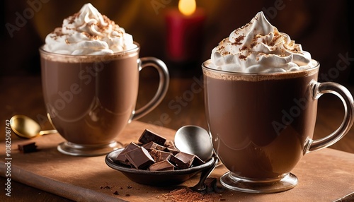 Hot Chocolate with Whipped Cream and Chocolate Chunks