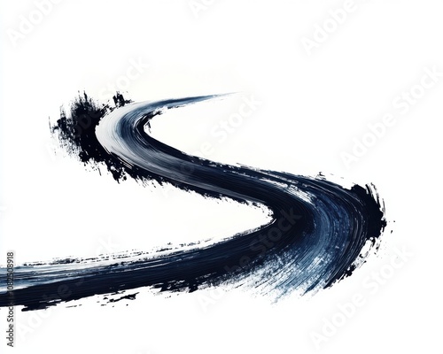 Wallpaper Mural Abstract black brushstroke on a white background, flowing curve design. Torontodigital.ca