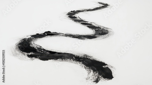 Wallpaper Mural Abstract black ink swirl design on white isolated background. Torontodigital.ca