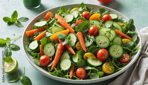 Fresh Garden Salad with Tomatoes and Cucumbers