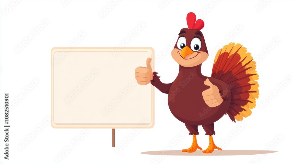 Naklejka premium Cute cartoon character of turkey. Thanksgiving holiday celebration.