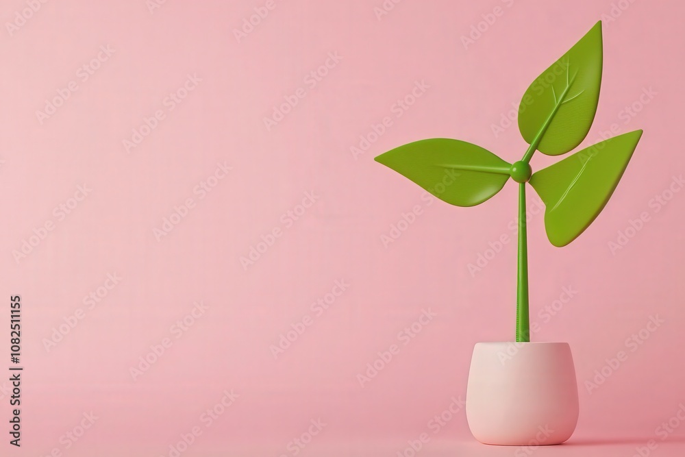 3D Rendered Plant in Pink Pot.