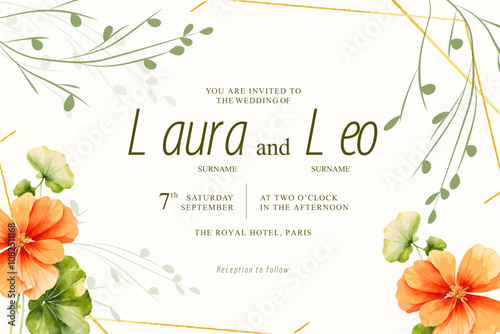 Beautiful natural flower wedding invitation save the date