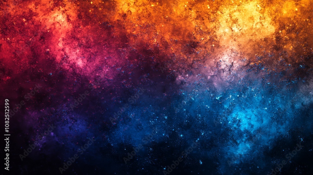 Obraz premium Abstract background with red, orange, blue, and purple colors in a cloudy, galaxy-like pattern.