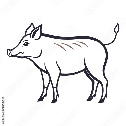 Wild Boar Animal Sketch Illustration.