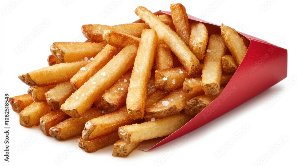 Crispy Golden French Fries in a Red Carton Pack Crispy Golden French Fries in a Red Carton Pack