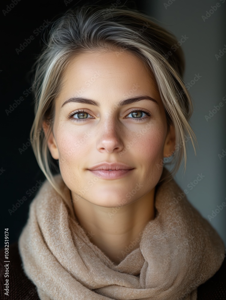 portrait of a young attractive Norwegian woman in a studio on a dark background portrait of a young attractive Norwegian woman in a studio on a dark background