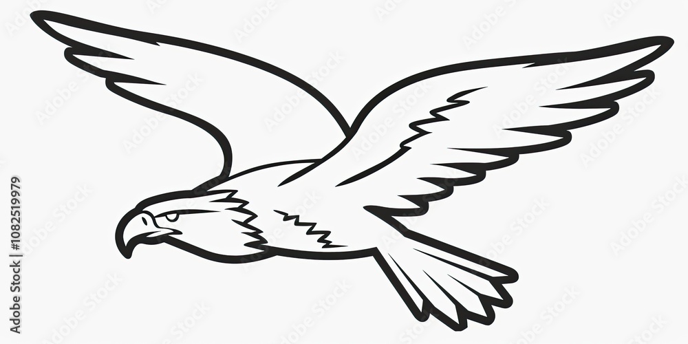 Obraz premium Drawing of an eagle soaring in the sky, isolated on a white background