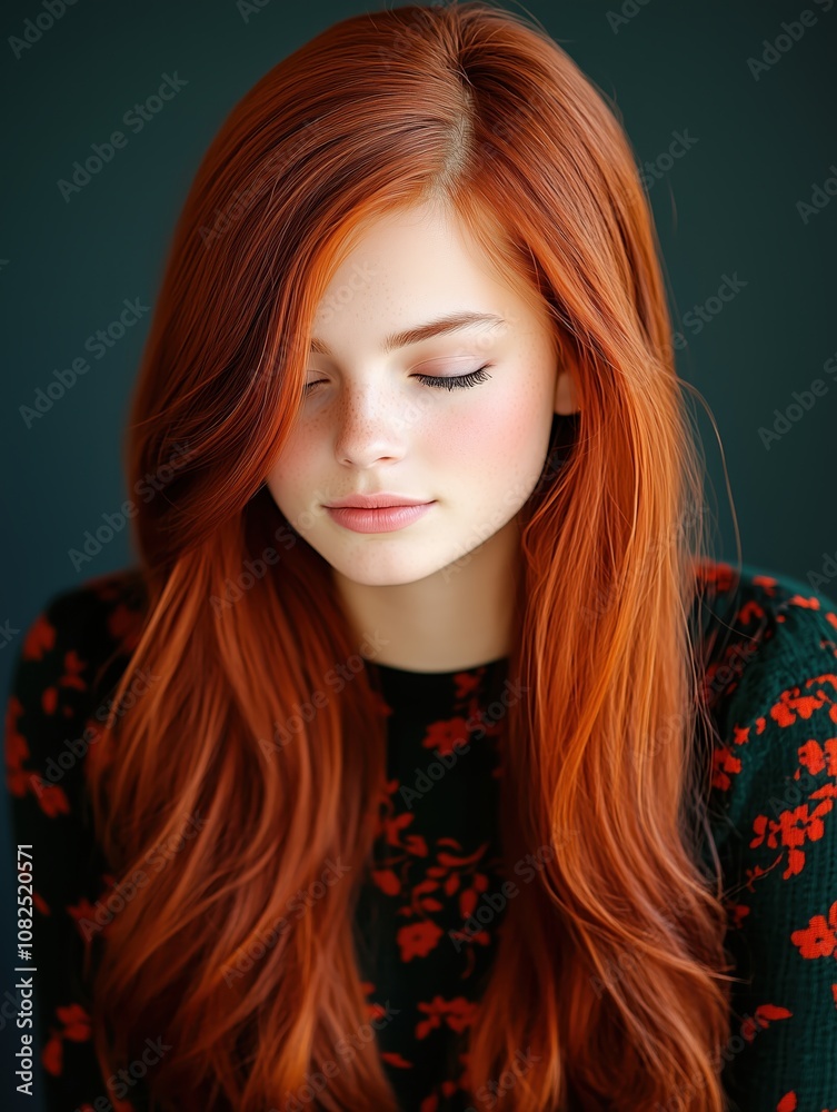 Fototapeta premium portrait of a young attractive Russian woman in a studio on a dark background
