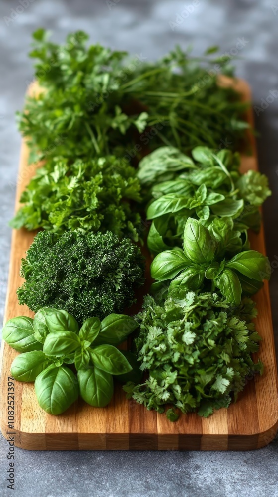 A vibrant herb display. A vibrant herb display.