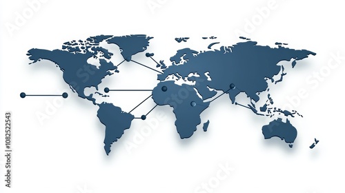 Bridging Continents, Lines connecting cities on a world map, showcasing a businessperson as the link for international trade. photo