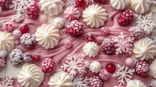 Delightful Pink Dessert Display with Raspberries and Whipped Cream