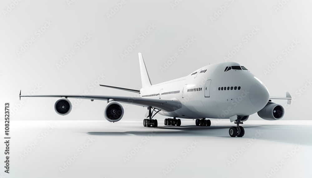Obraz premium multimodal transport options, including various modes of transportation such as cars, trains, bicycles, and planes, presented on a completely white, featureless background. The clean, minimalist desig