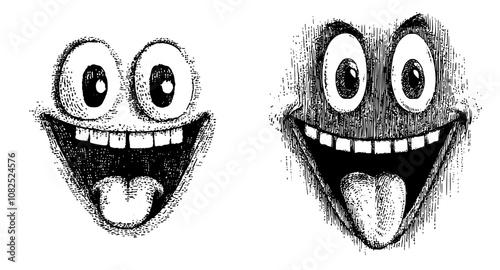 Emotional emoji. A zany emoji. A yellow face emoticon. Popular element. A Detailed Emoji Icon.
