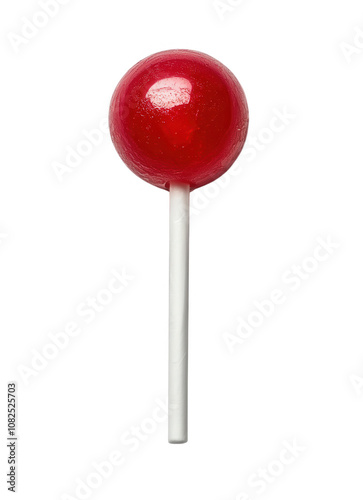 Red lollipop isolated on transparent background