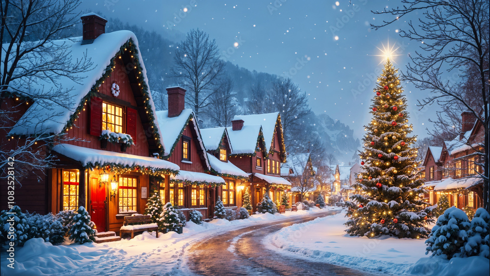 Enchanting Winter Village with Christmas Lights Enchanting Winter Village with Christmas Lights