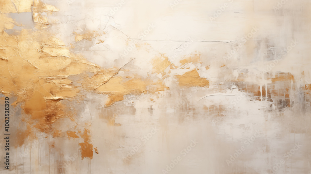Fototapeta premium Brushed golden strokes on aged paper creating a sophisticated abstract art piece