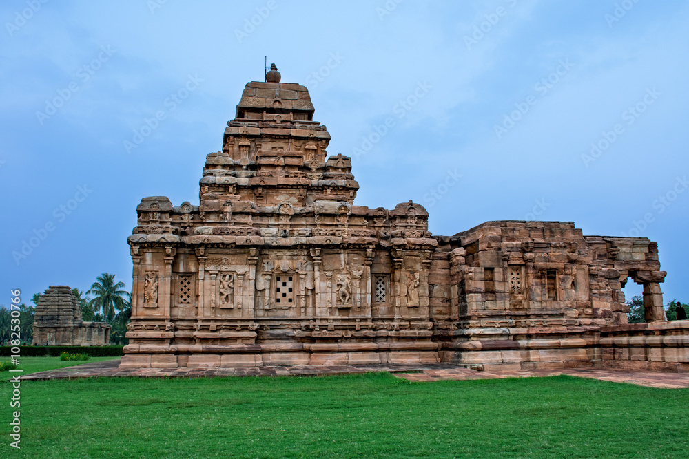 Outer side view of 8Th century ancient Sangameswara temple at Pattadakal, Karnataka