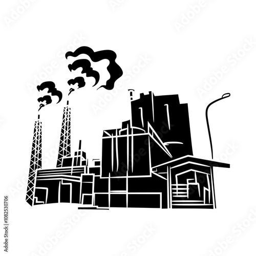 Factory Silhouette, Mining Industry Vector