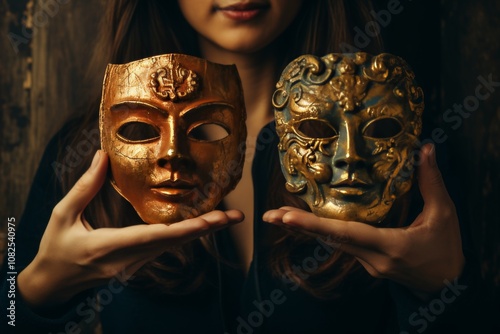 Exploring the duality of emotions and deception through two masks  one happy, one sad
