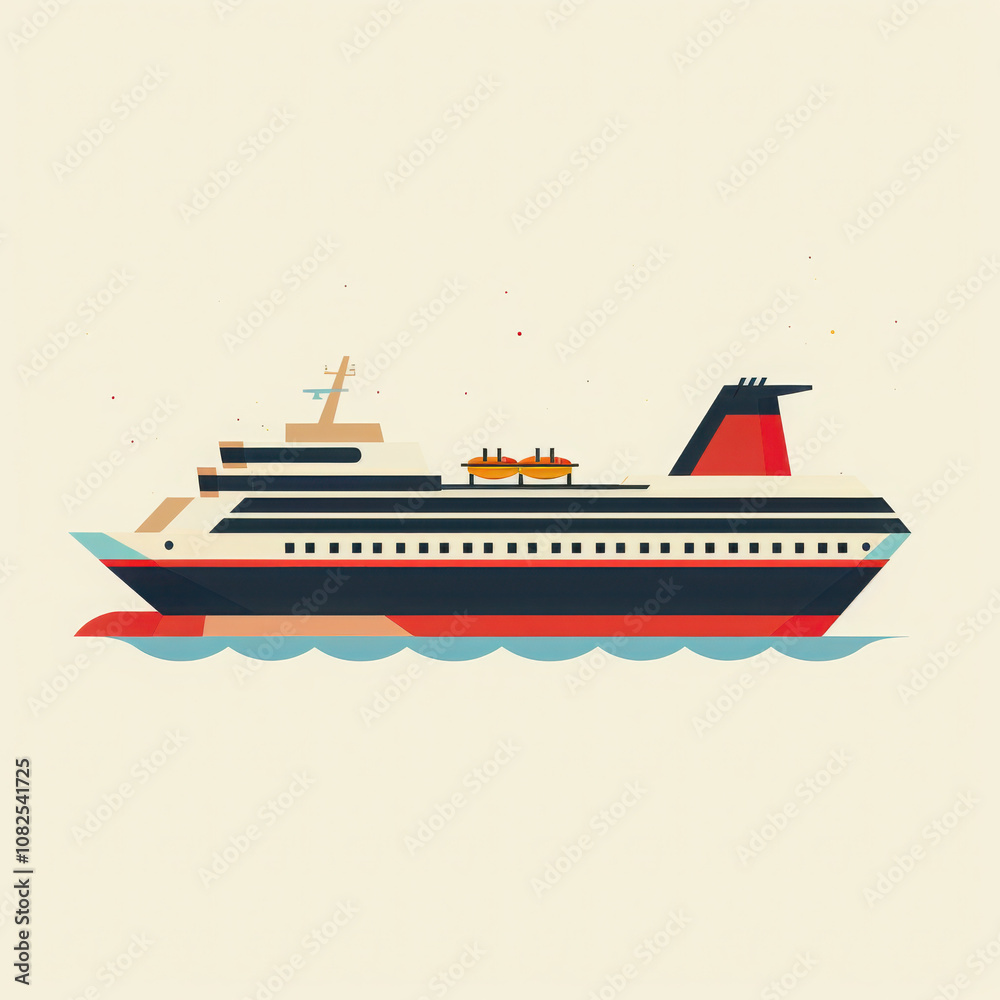 Fototapeta premium Cruise Ship Icon with Typographic Design.