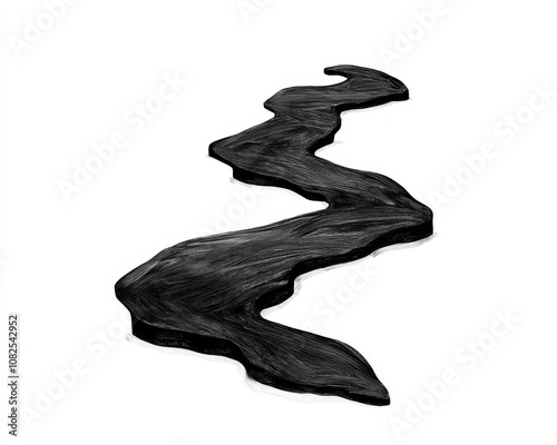 Wavy black silhouette on white background, reminiscent of a flowing river. photo