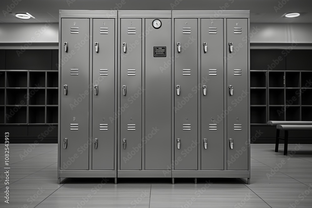Silhouetted clothes in an open locker against a monochromatic background for striking contrast Silhouetted clothes in an open locker against a monochromatic background for striking contrast