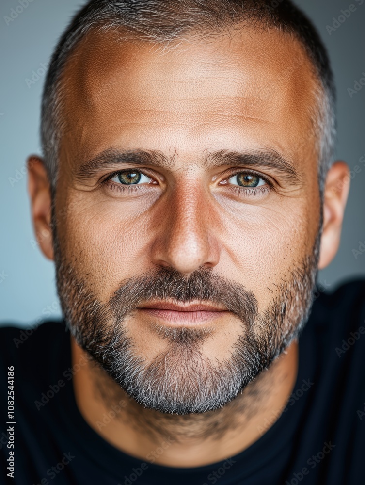 Portrait of a young Italian man with a beard with a thoughtful expression, soft studio lighting on a dark background Portrait of a young Italian man with a beard with a thoughtful expression, soft studio lighting on a dark background