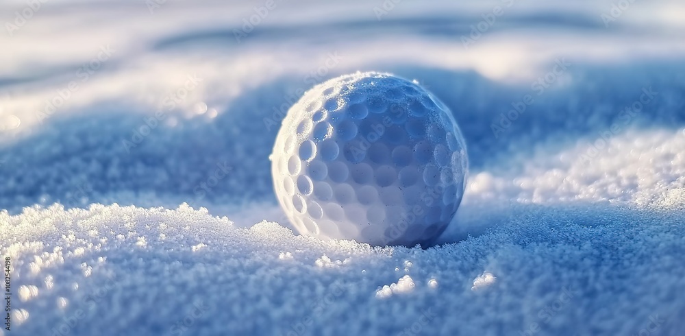 
Golf ball on a snowy background 