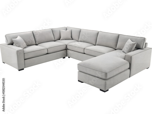 ライトグレーのモダンなL字型セクショナルソファ | Modern Light Gray L-Shaped Sectional Sofa photo