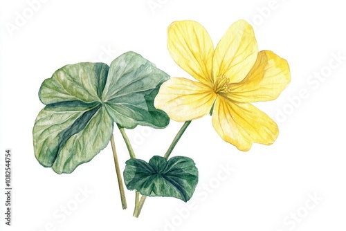 Watercolor Botanical Illustration of Yellow Celandine Flower with Medicinal Properties