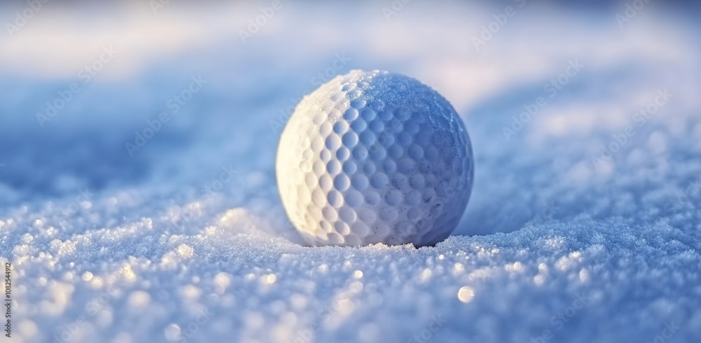 
Golf ball on a snowy background 