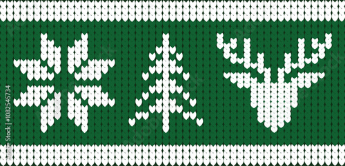 Christmas Jumper Pattern Kniting pattern. Green backgrund