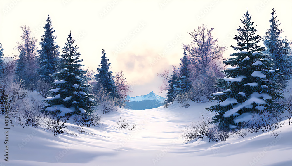 Naklejka premium Snow winter landscape tree outdoors nature.