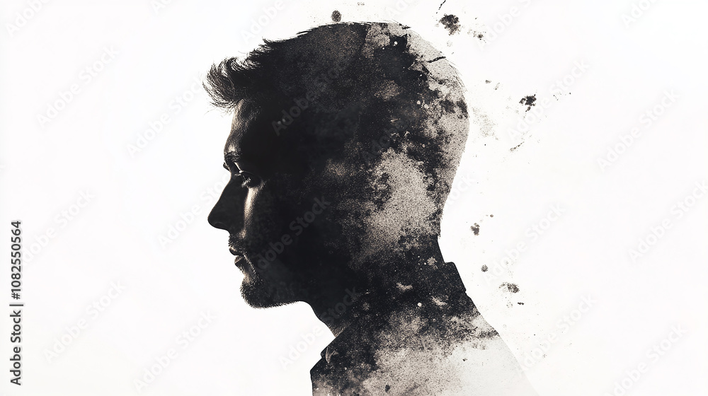 Silhouette profile of a man’s head against a white background, emphasizing sharp contrast and minimalistic composition for a dramatic visual effect. Silhouette profile of a man’s head against a white background, emphasizing sharp contrast and minimalistic composition for a dramatic visual effect.