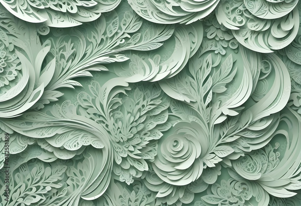 Paper style white monochrome background Abstract wallpaper in 3d paper style with doodle pattern style 3d