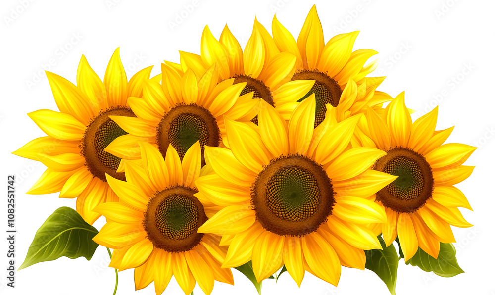 Fototapeta premium modern 2D doodle cartoon flower concept with open space for text, featuring whimsical floral and leafy elements on crisp white backgrounds.