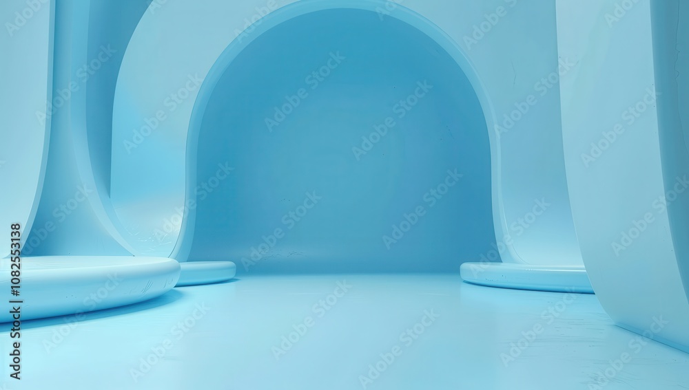 Abstract light blue space with smooth surfaces for presentation Abstract light blue space with smooth surfaces for presentation