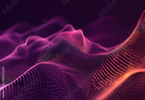 Abstract wave background with dots and lines in gradient colors