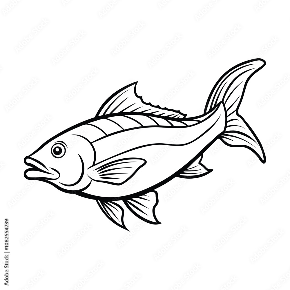 halibut fish design, labeled line art vector silhouette illustration. halibut fish design, labeled line art vector silhouette illustration.